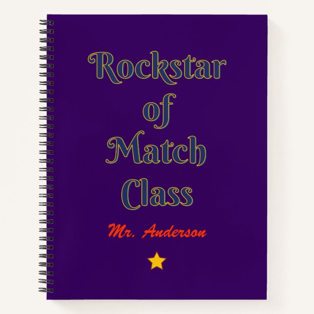 Rockstar of match class notebook (Front)