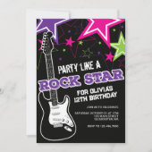 Rockstar Pink purple guitar birthday Invitation (Front)