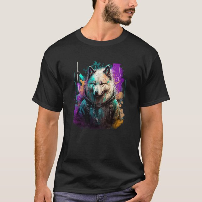 Rockstar portrait Samoyed T-Shirt (Front)