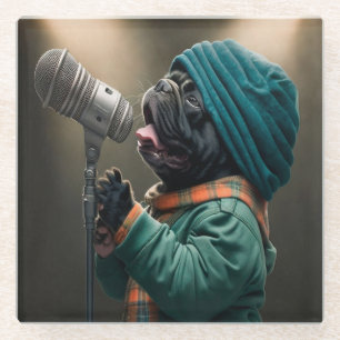 Rockstar Pug: Get Ready to be Charmed Glass Coaster