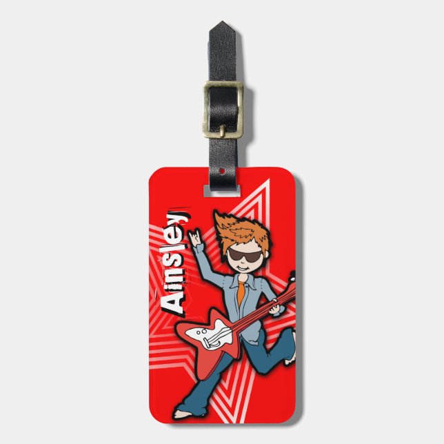 Rockstar red kids id luggage tag (Front Vertical)