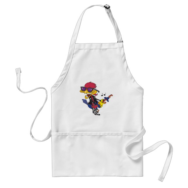 Rockstar Roadrunner Bird Playing Guitar Adult Apron (Front)
