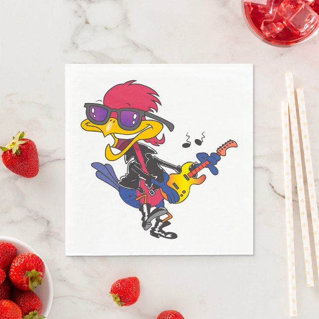 Rockstar Roadrunner Bird Playing Guitar Napkins (Creator Uploaded)