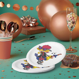 Rockstar Roadrunner Bird Playing Guitar Paper Plates
