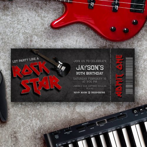Rockstar _  Rock and Roll ticket  Invitation