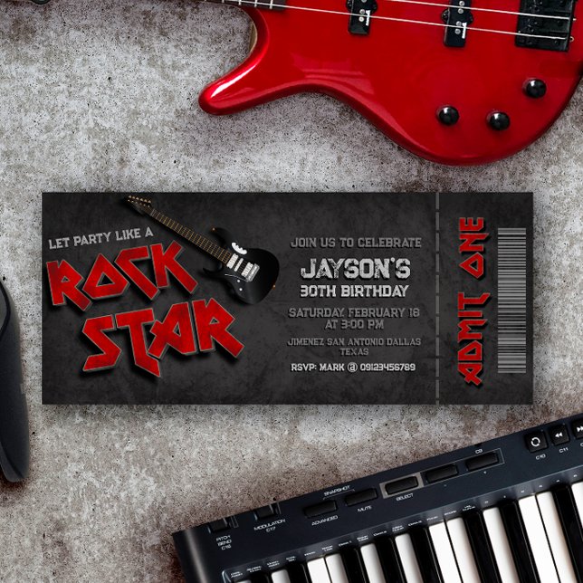 Rockstar -  Rock and Roll ticket  Invitation (Creator Uploaded)