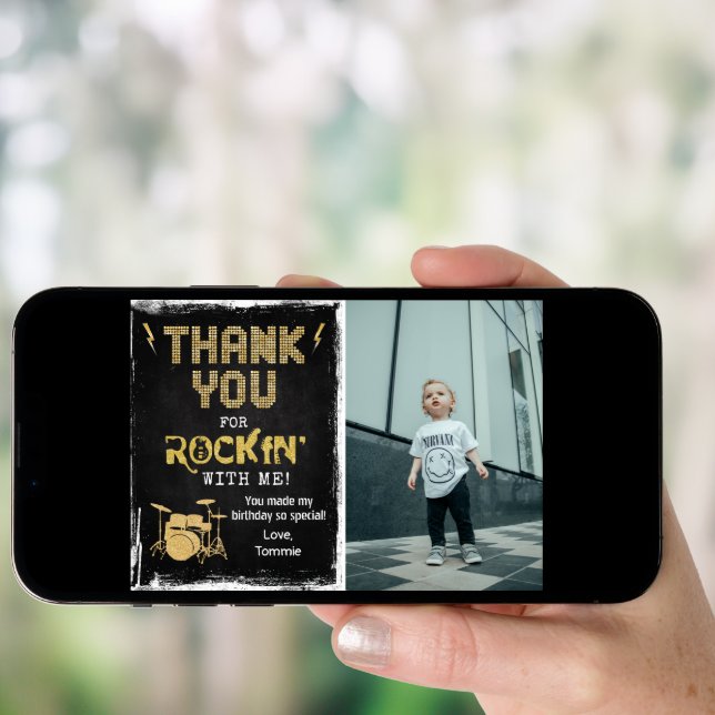 Rockstar Rocker Chalk Grunge Thank You Card (Front Digital)