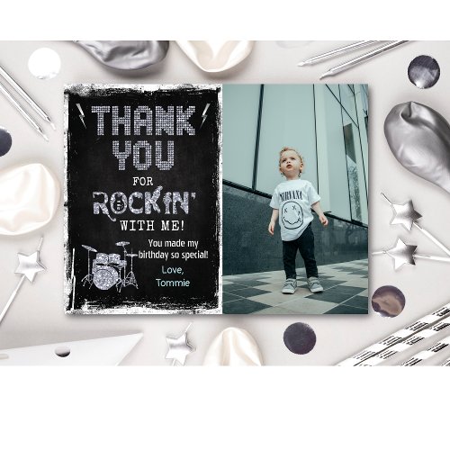 Rockstar Rocker Chalk Grunge Thank You Card