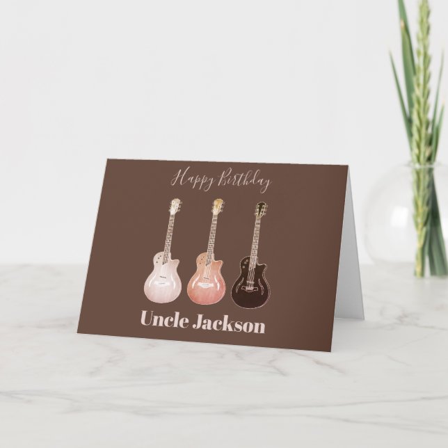 Rockstar Rustic Acoustic Guitars Personalize Uncle Card (Front)