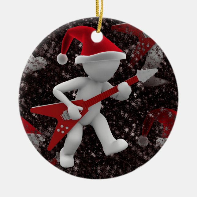 rockstar santa ceramic ornament (Front)