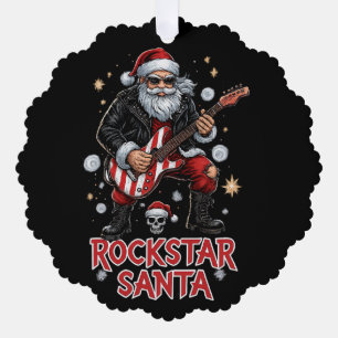 Rockstar Santa Paper Ornament