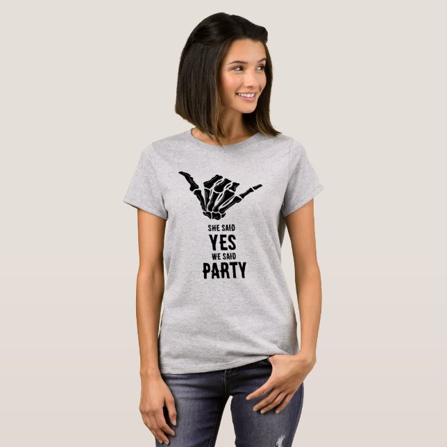 Rockstar Skeleton Bride Squad Gray Crop Top (Front Full)