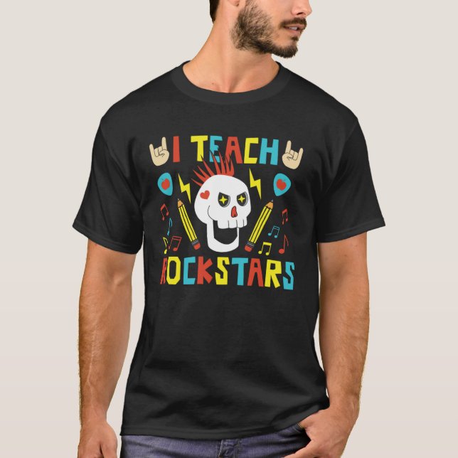 Rockstar Teacher First Day of School Music Teacher T-Shirt (Front)