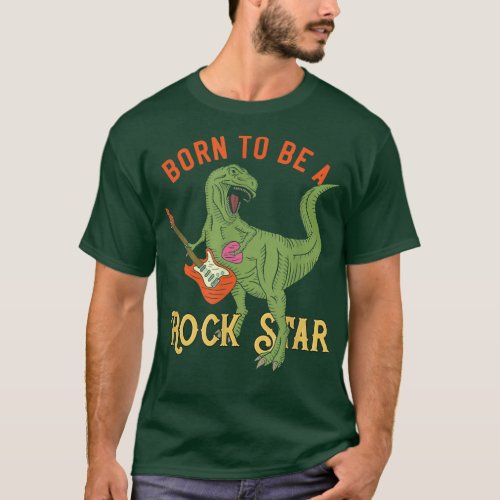 Rockstar TRe Music Guitar Rock Hero Guitar Dino  T_Shirt