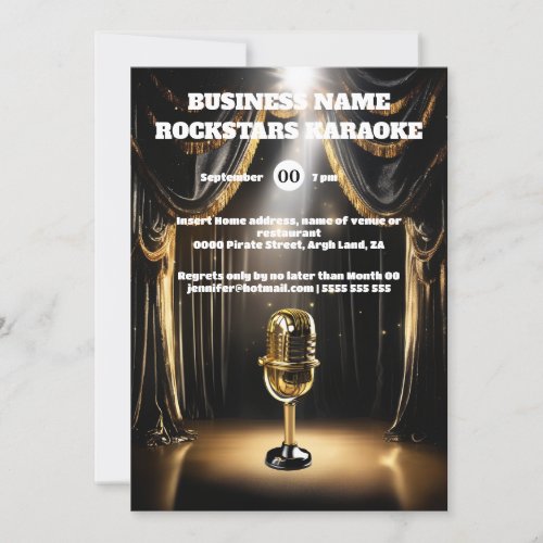 Rockstars business year end karaoke party invitation