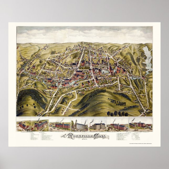 Rockville, CT Panoramic Map - 1877 Poster (Front)