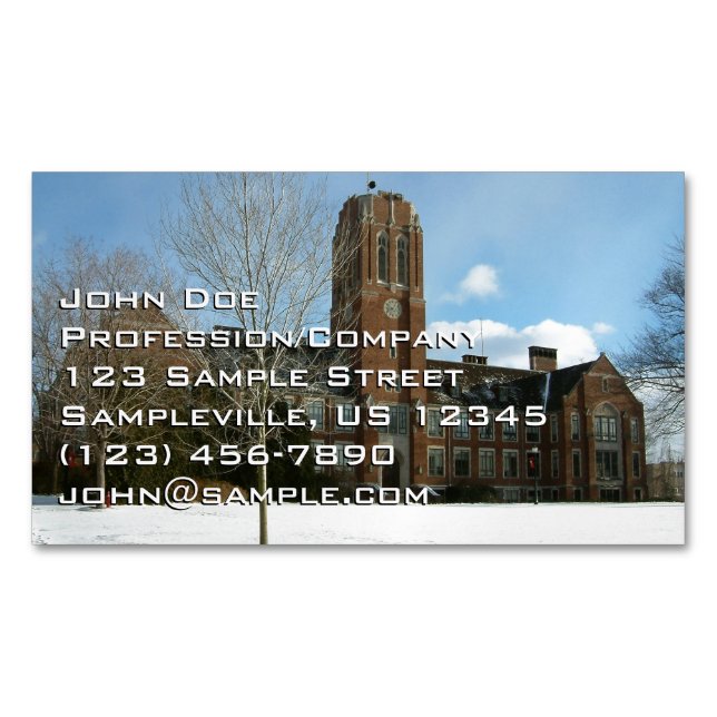 Rockwell in Winter at Grove City College Business Card Magnet (Front)