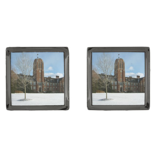 Rockwell in Winter at Grove City College Cufflinks (Front)