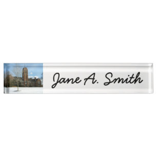 Rockwell in Winter at Grove City College Desk Name Plate