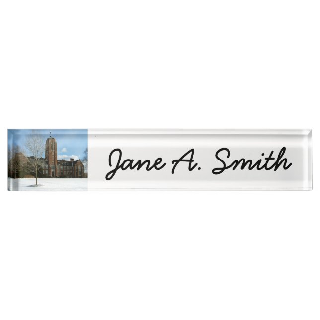 Rockwell in Winter at Grove City College Desk Name Plate (Front)