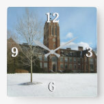 Rockwell in Winter at Grove City College Square Wall Clock