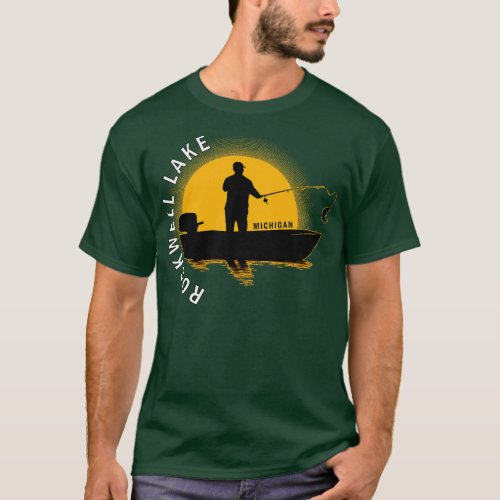 Rockwell Lake Fishing Michigan Sunrise T_Shirt