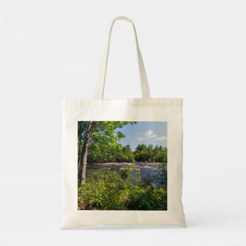 rocky banks and forests at banning tote bag