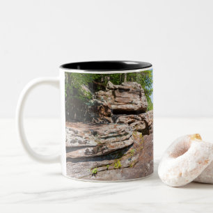 rocky banks and forests at banning Two-Tone coffee mug