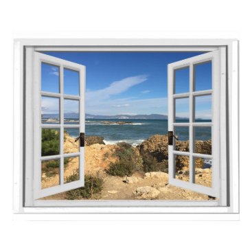 Rocky Beach Ocean View Fake Window Poster Rocky Beach Ocean View Fake Window Poster