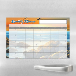 Rocky beach sunset monthly planner magnetic dry erase sheet