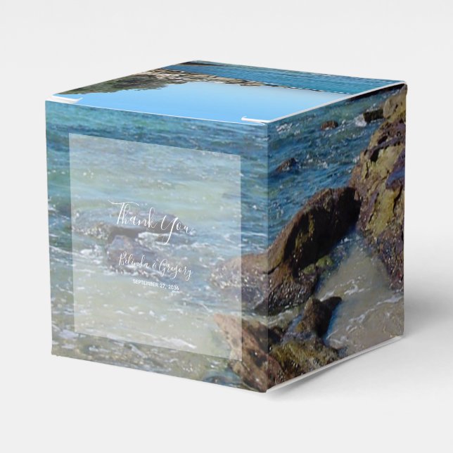 Rocky Beach Wedding  Favor Boxes (Front Side)