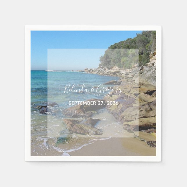 Rocky Beach Wedding  Napkins (Front)