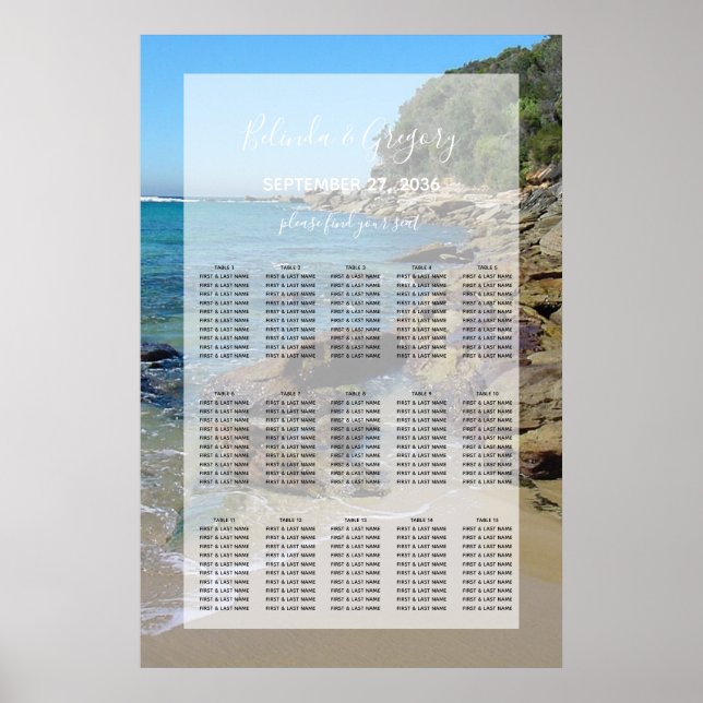 Rocky Beach Wedding Seating Chart (Front)