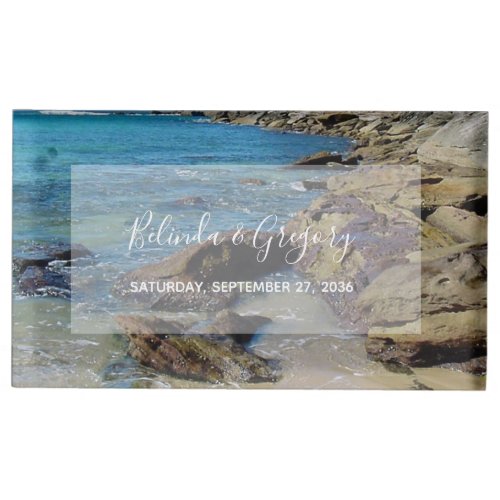 Rocky Beach Wedding Table Number Place Card Holder
