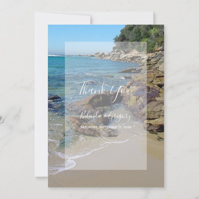 Rocky Beach Wedding Thank You Card (Back)