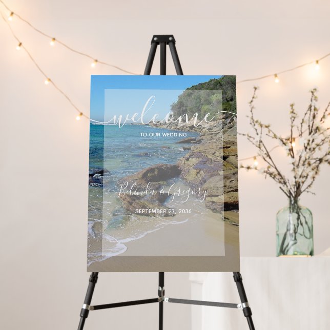Rocky Beach Wedding Welcome Sign (In Situ (Stand))