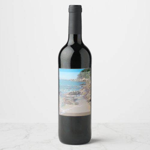 Rocky Beach Wedding  Wine Label