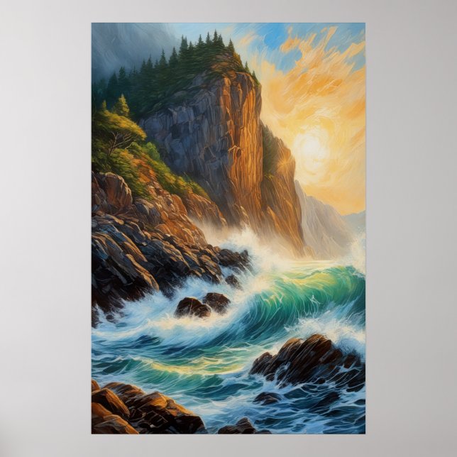 Rocky Cliff and the Roaring Ocean Poster (Front)