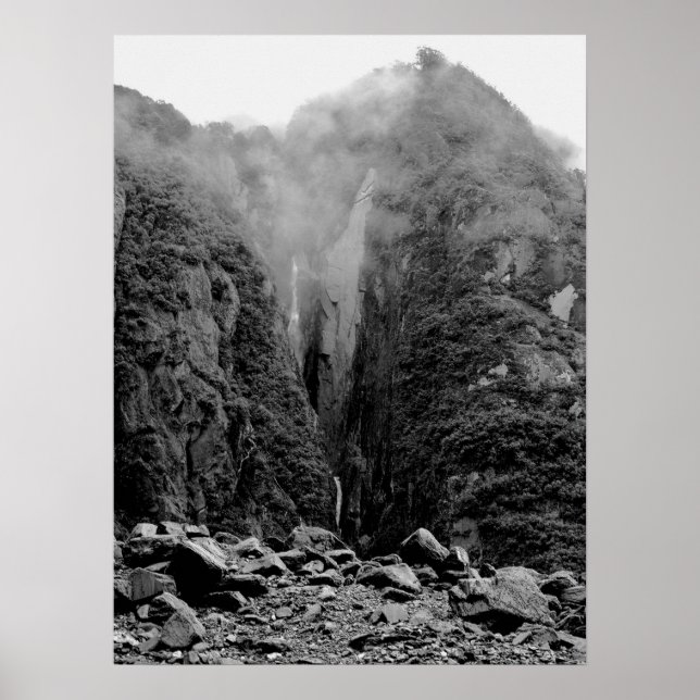 Rocky Cliffs at Fox Glacier Poster (Front)