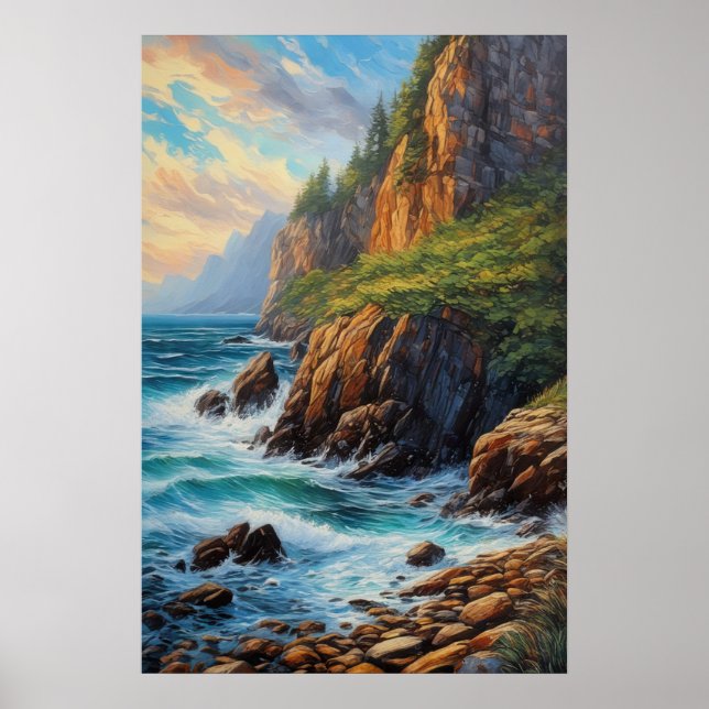 Rocky Cliffs Cloaked in Green Poster (Front)