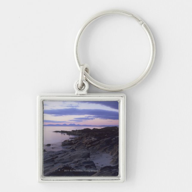 Rocky Coast at Sunset in Kintyre, Argyll, Scotland Keychain (Front)