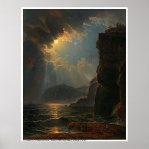  Rocky Coast in the Moonlight by  Schödlberger  Poster