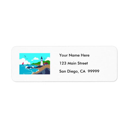 Rocky Coast Lighthouse Label