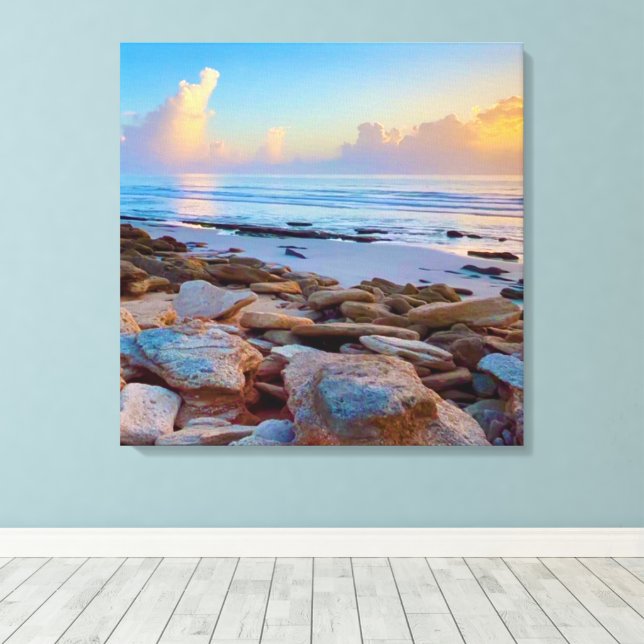 Rocky Coast shore Ocean Canvas  Print (Insitu(Wood Floor))