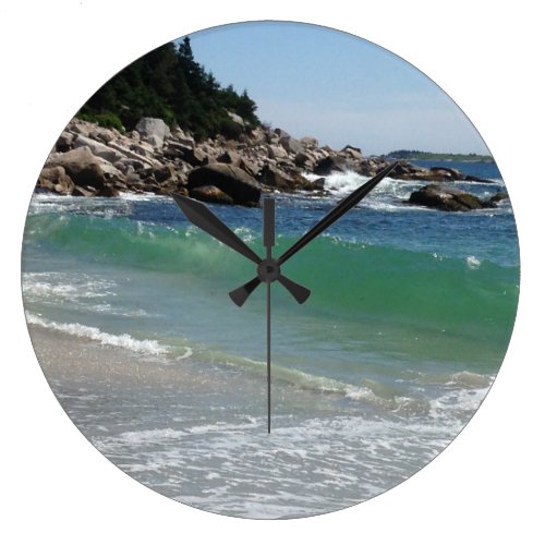 rocky coastline ocean surf large clock