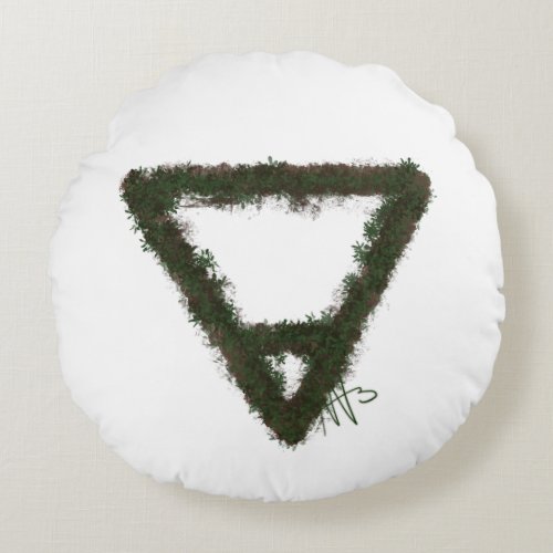 Rocky Earth Element Alchemy Symbol Round Pillow