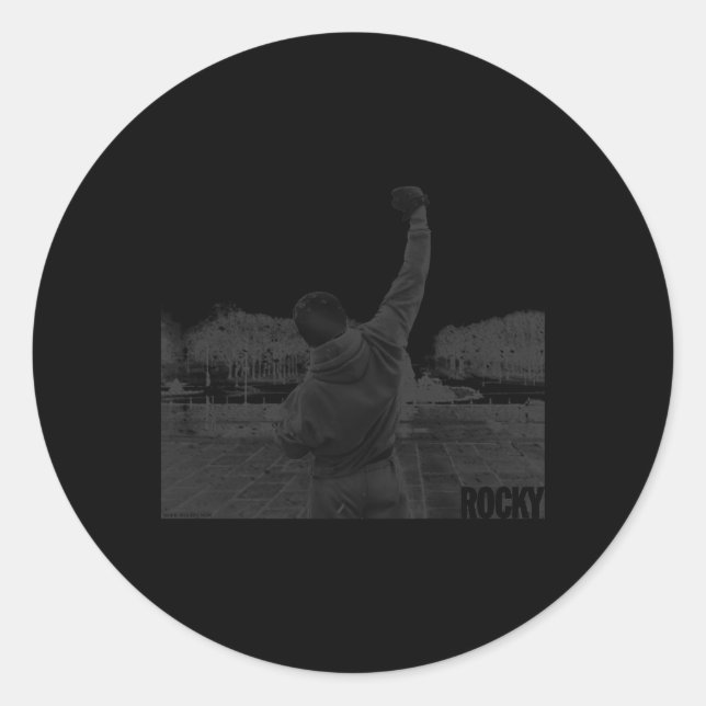 Rocky Fist Raise Grey Scale Movie Classic Round Sticker (Front)
