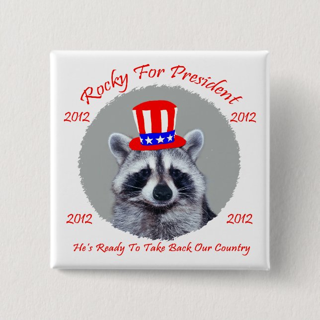 Rocky For President Square Botton Pinback Button (Front)
