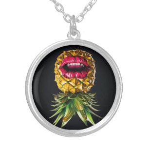 Rocky horror upside down pineapple silver plated necklace