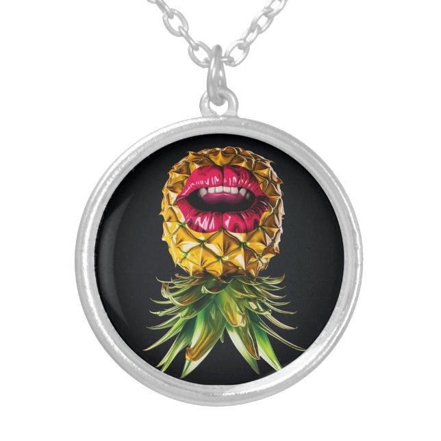 Rocky horror upside down pineapple silver plated necklace (Front)